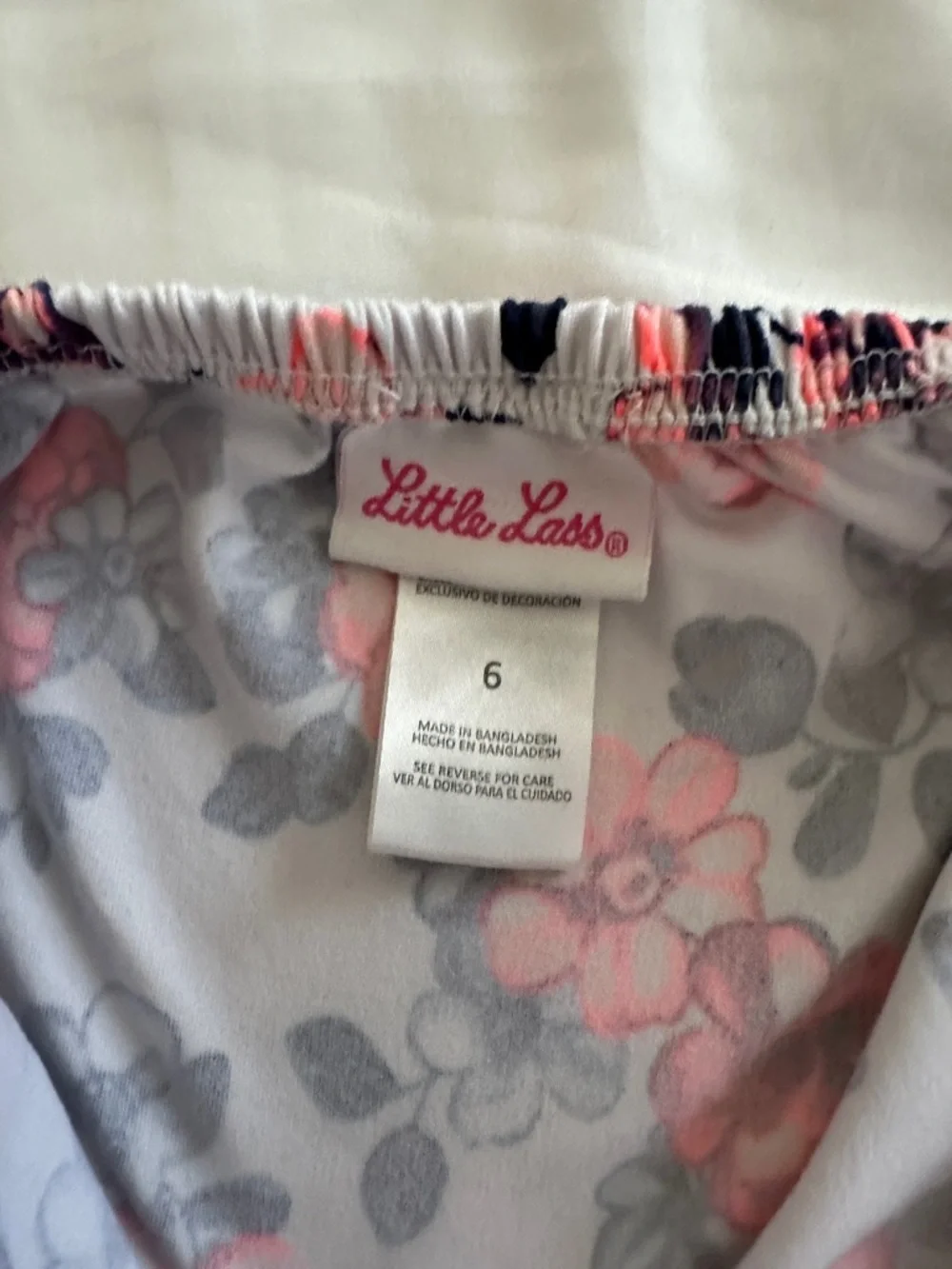 Little Lass White Tank & Ruffle Shorts Set with Pink and Navy Floral Print - Picture 6 of 9